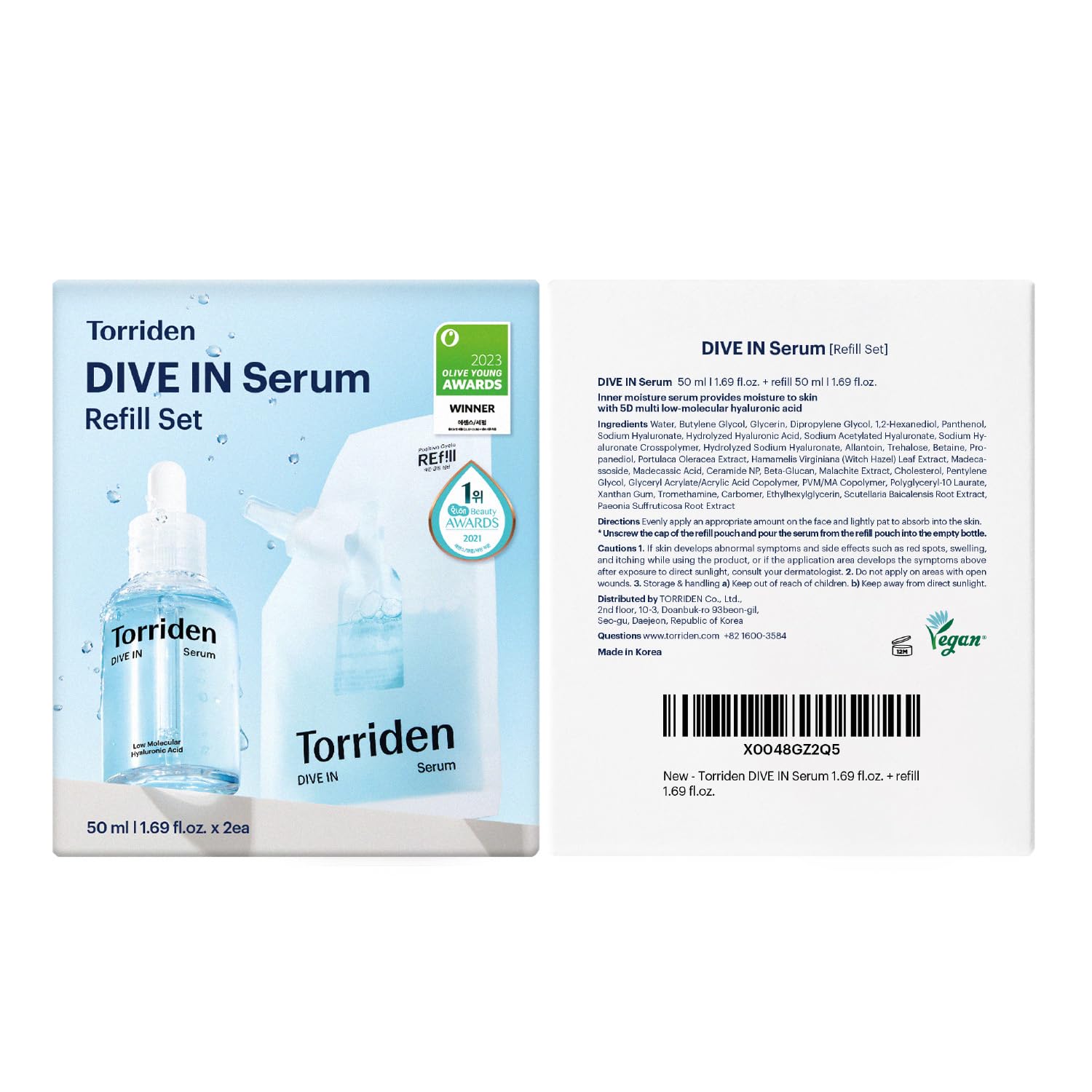 Torriden DIVE IN Hyaluronic Acid Serum 50ml (1.69 fl.oz.) | Deep Hydration to Get Glow Skin | Hyaluronic Acid, Panthenol, Allantoin | Korean Facial Serum