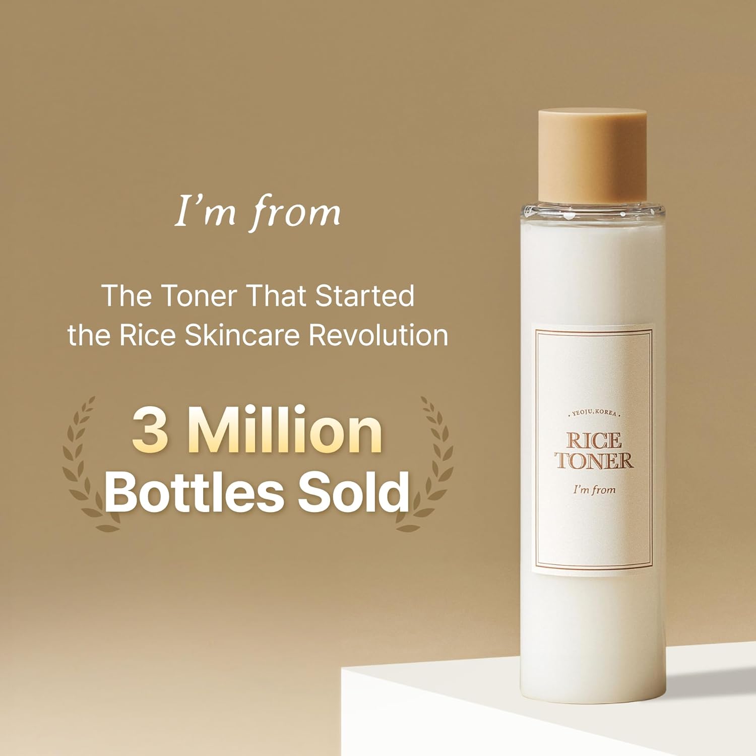 I'm From Rice Toner, 77.78% Rice Extract from Korea, Glow Essence with Niacinamide, Hydrating for Dry Skin, Vegan, Alcohol Free, Fragrance Free, Peta Approved, K Beauty Toner, 5.07 Fl Oz