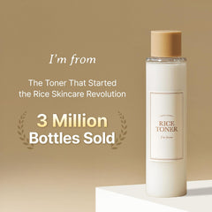 I'm From Rice Toner, 77.78% Rice Extract from Korea, Glow Essence with Niacinamide, Hydrating for Dry Skin, Vegan, Alcohol Free, Fragrance Free, Peta Approved, K Beauty Toner, 5.07 Fl Oz