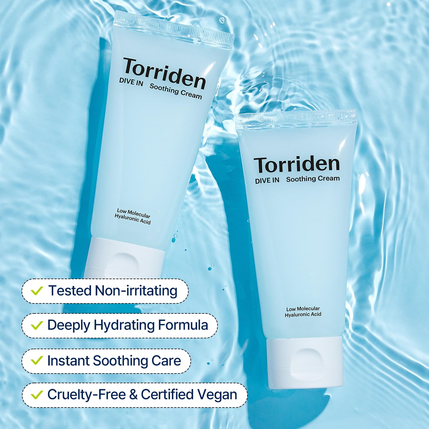 Torriden DIVE IN Hyaluronic Acid Soothing Cream 100ml (3.38 fl. oz) | Revitalizing Facial Moisturizer for Sensitive and Dry Skin | Hyaluronic Acid, Panthenol, Allantoin