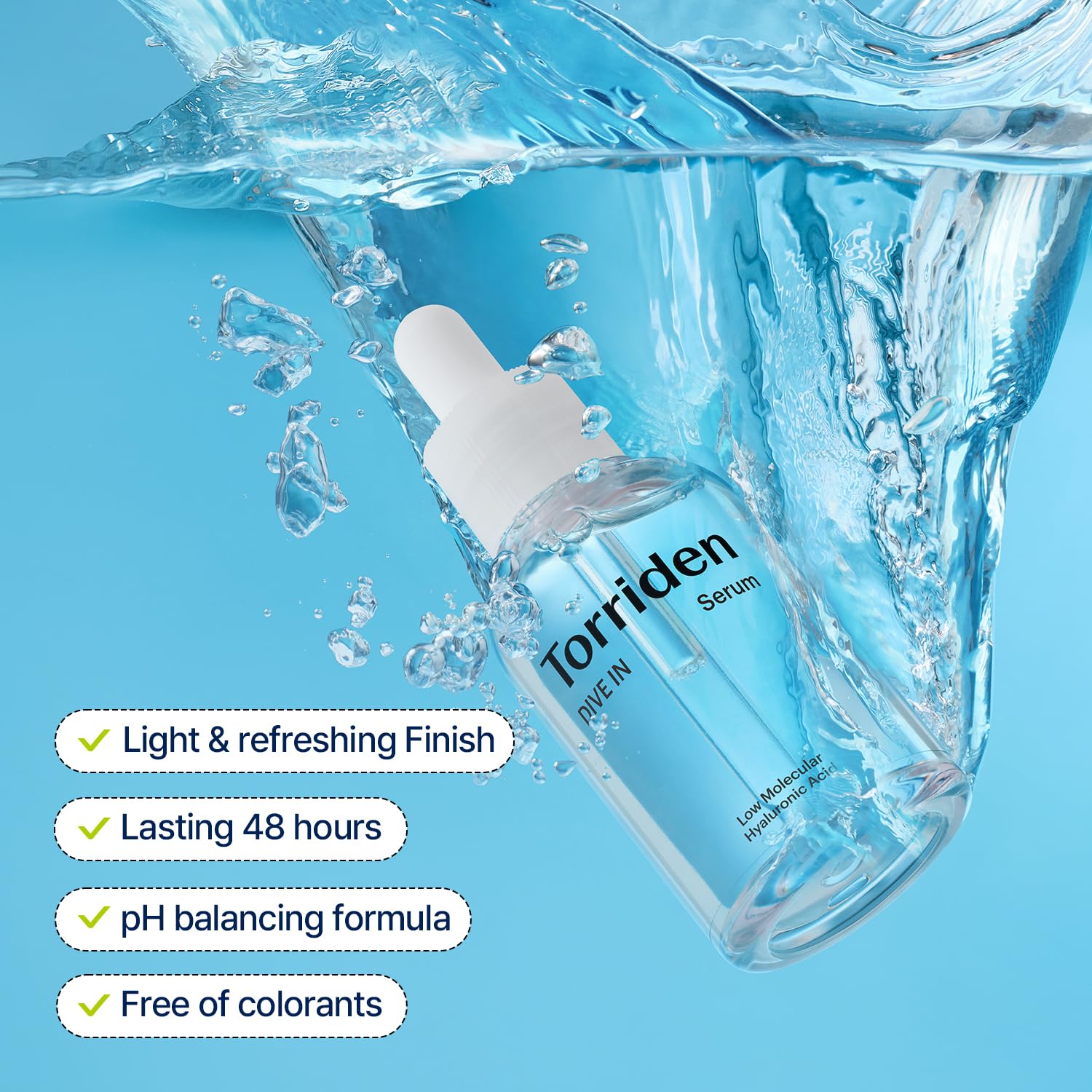 Torriden DIVE IN Hyaluronic Acid Serum 50ml (1.69 fl.oz.) | Deep Hydration to Get Glow Skin | Hyaluronic Acid, Panthenol, Allantoin | Korean Facial Serum