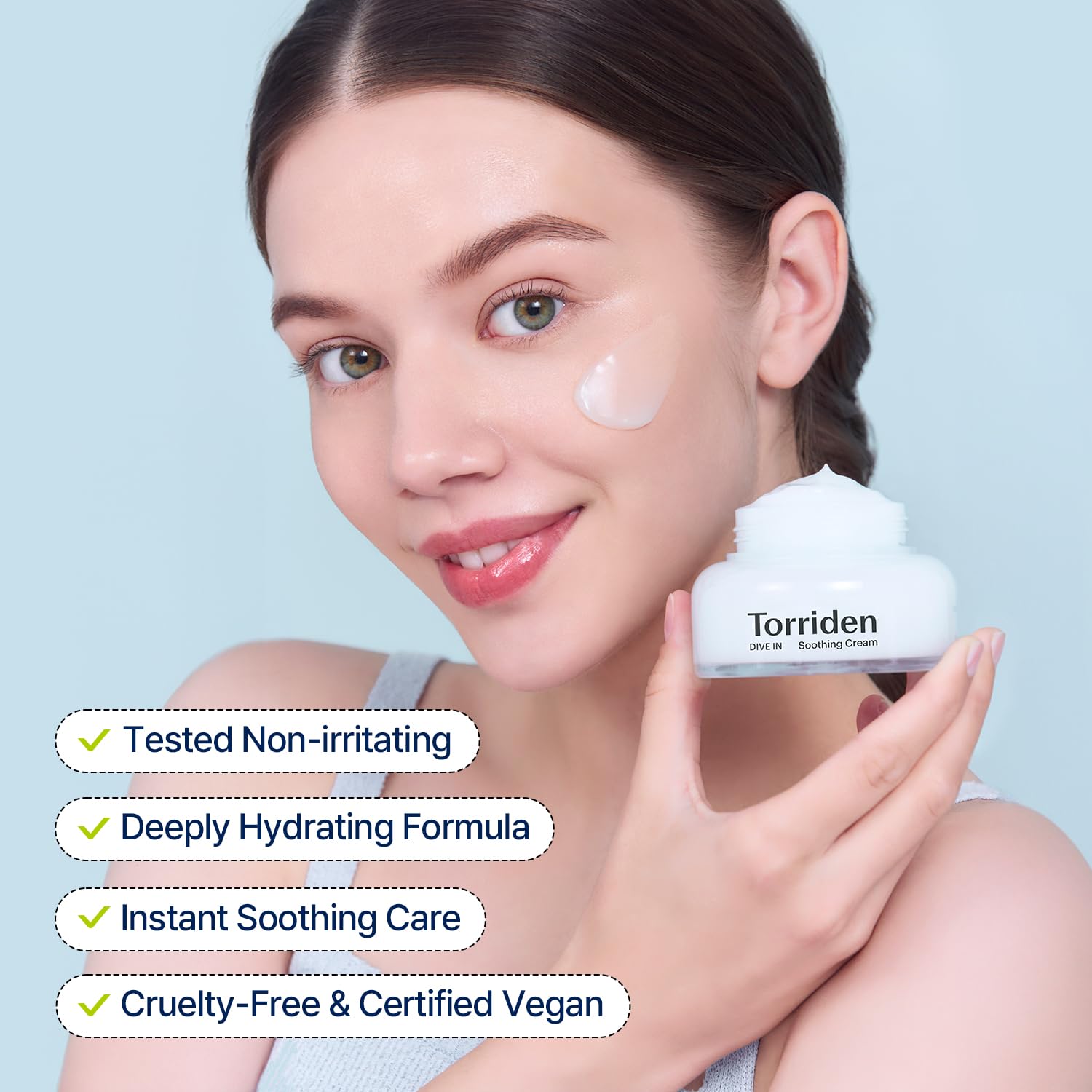Torriden DIVE IN Hyaluronic Acid Soothing Cream 100ml (3.38 fl. oz) | Revitalizing Facial Moisturizer for Sensitive and Dry Skin | Hyaluronic Acid, Panthenol, Allantoin
