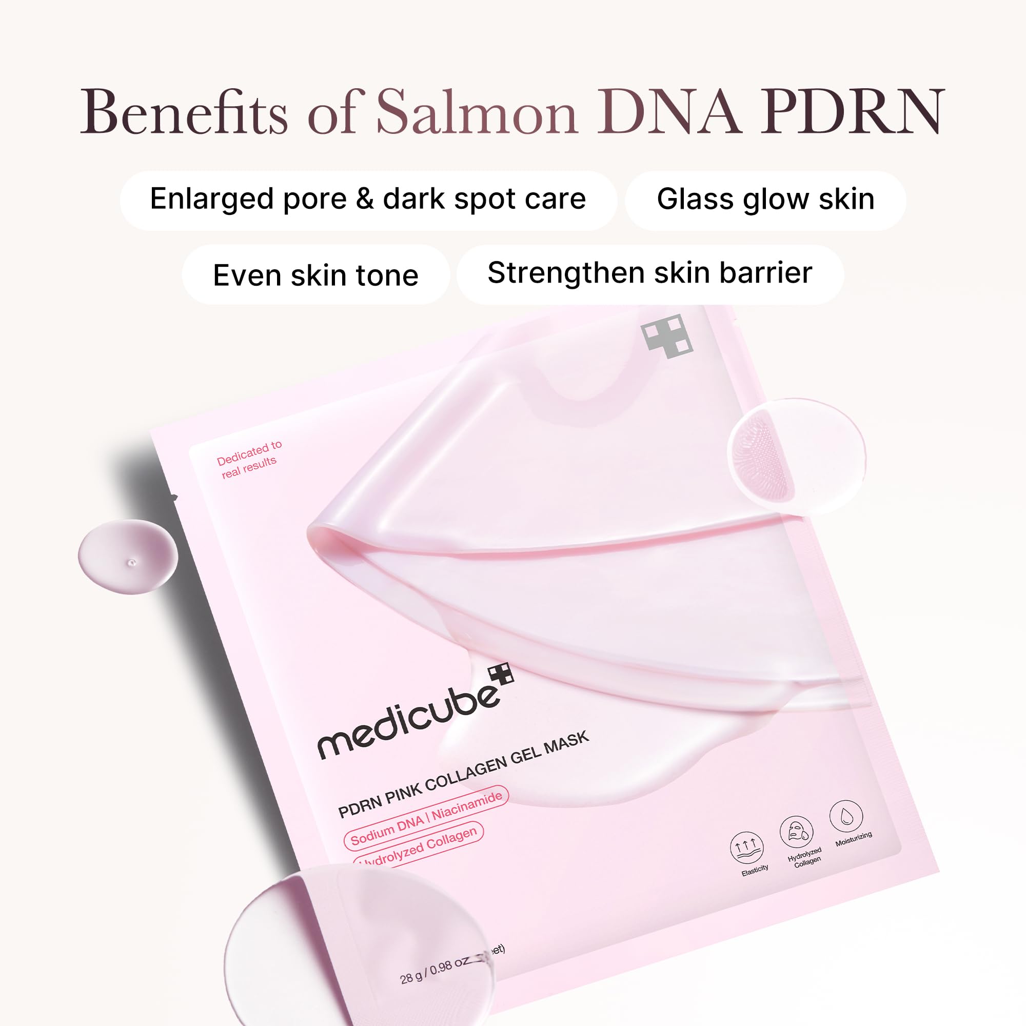 medicube Salmon DNA PDRN pink collagen jelly gel mask, 28g, 4ea