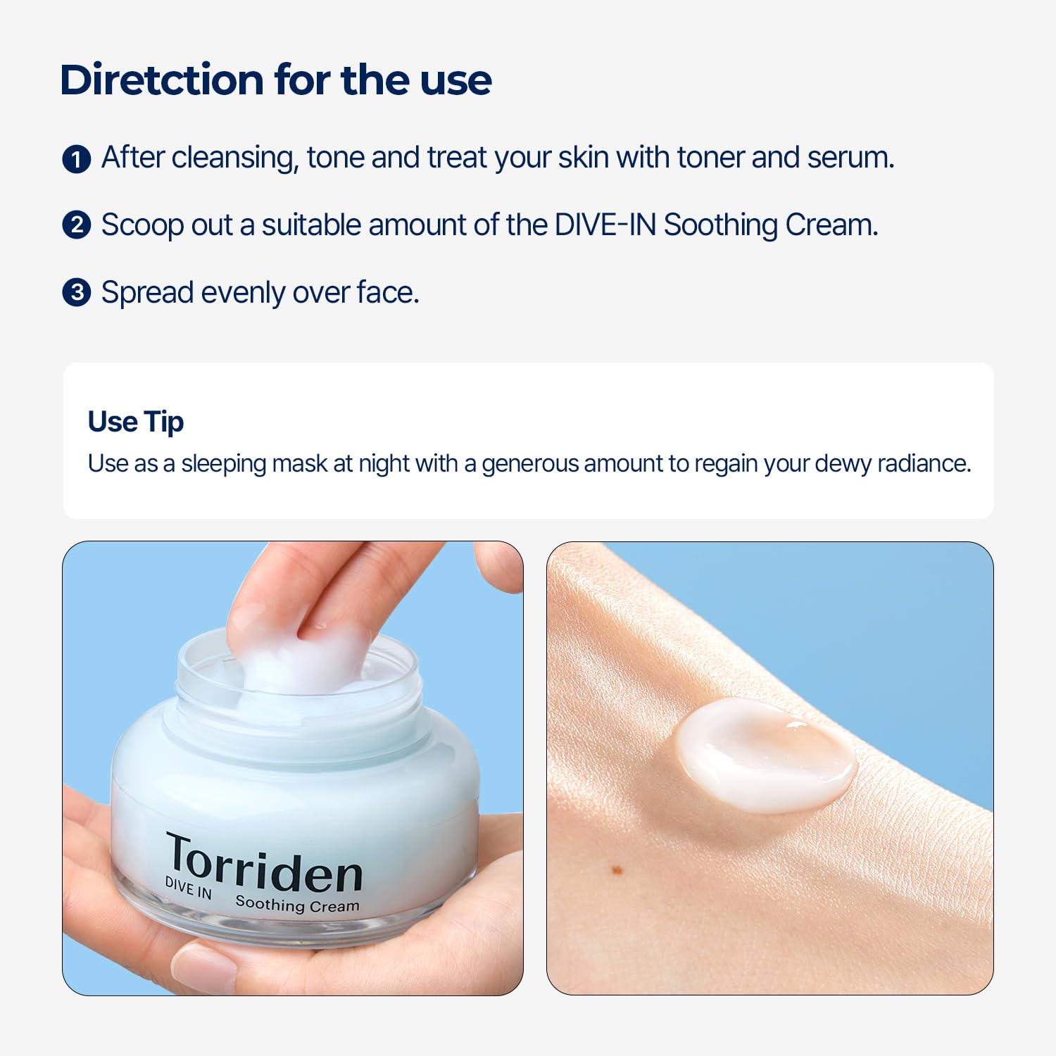 Torriden DIVE IN Hyaluronic Acid Soothing Cream 100ml (3.38 fl. oz) | Revitalizing Facial Moisturizer for Sensitive and Dry Skin | Hyaluronic Acid, Panthenol, Allantoin